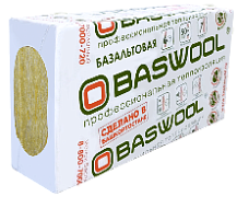 Утеплитель "BASWOOL" стандарт (пл. 60) 1200х600х50  уп. 0,216м3 (4,32м2/6шт минераловатный                                                                                                              