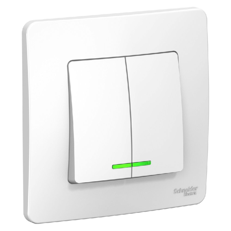 Выключатель 2-кл. СП Blanka 10А IP20 250В с подсветкой бел. BLNVS010511                                                                                                                                 