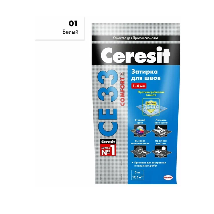 Затирка "CERESIT" СЕ 33 белая №01  5 кг                                                                                                                                                                 