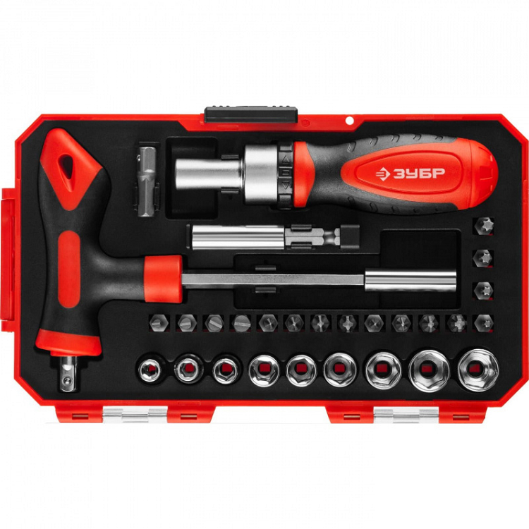 Набор ЗУБР Компакт-Т29: реверсивная отвертка с насадками 29шт. (25168-Н29)                                                                                                                              