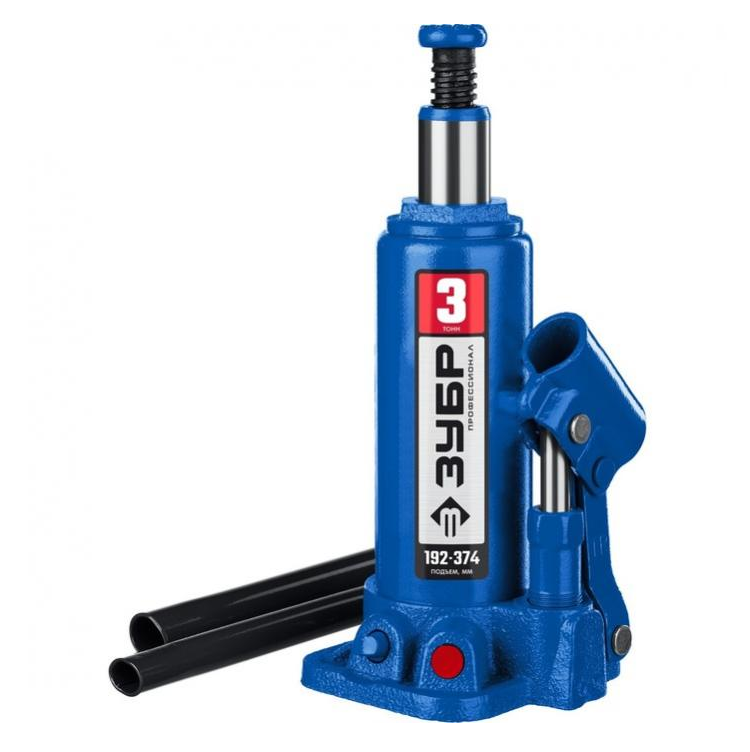 Домкрат ЗУБР гидравл. "бутолычный", Профессионал 3т, 192-374мм (43060-3_z01)                                                                                                                            