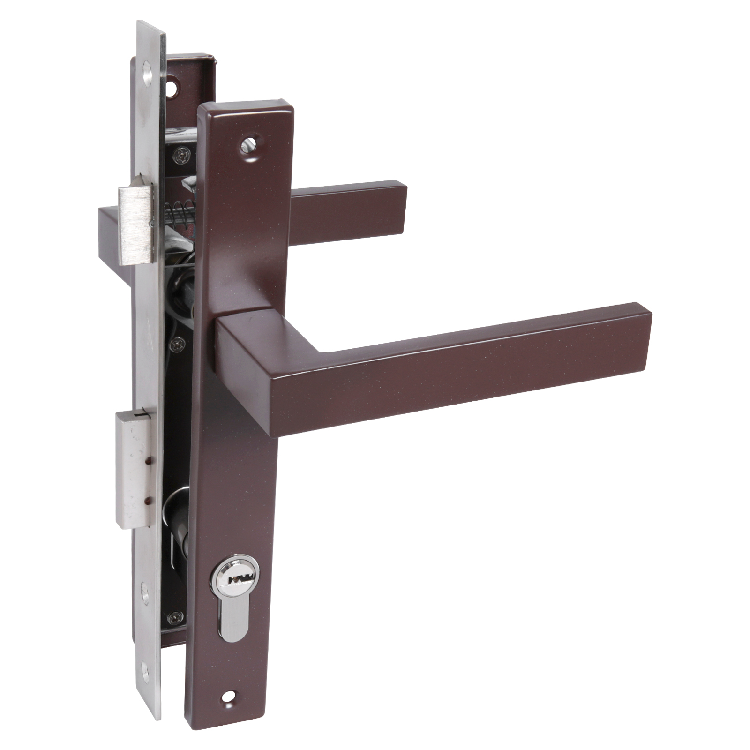 Замок для КАЛИТКИ врезной с ручкой СТАНДАРТ 8520.01.8017 коричневый, ключ-ключ (17659)                                                                                                                  