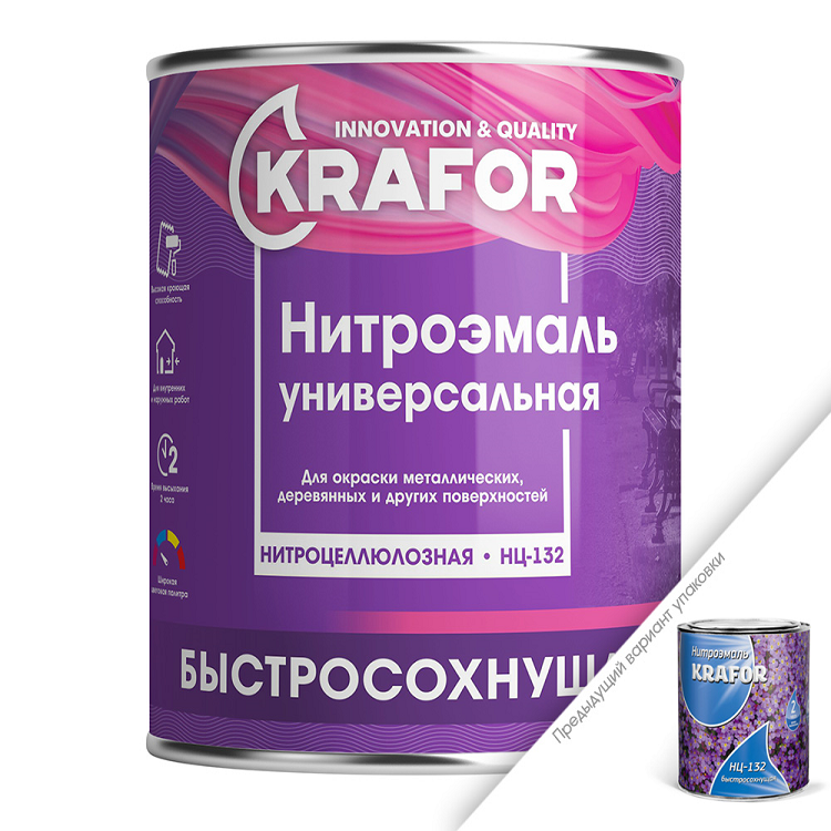 Эмаль НЦ-132 белая 0,7кг "KRAFOR"                                                                                                                                                                       