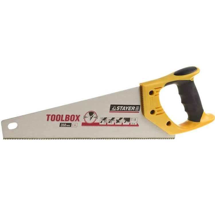 Ножовка STAYER "TOOLBOX" по дереву для точн. пиления, 2-комп.ручка,шаг зуба,2,5мм,350мм (2-15091-45)                                                                                                    