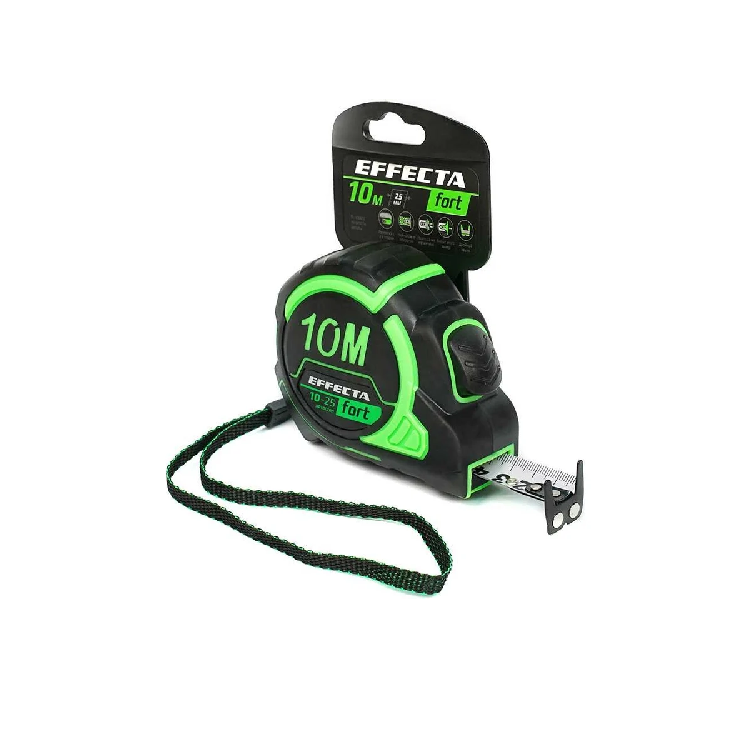 Рулетка  "Effecta Fort" магнит, автостоп, лента -2 стор шкала-нейлон 10м/25мм (581125)                                                                                                                  