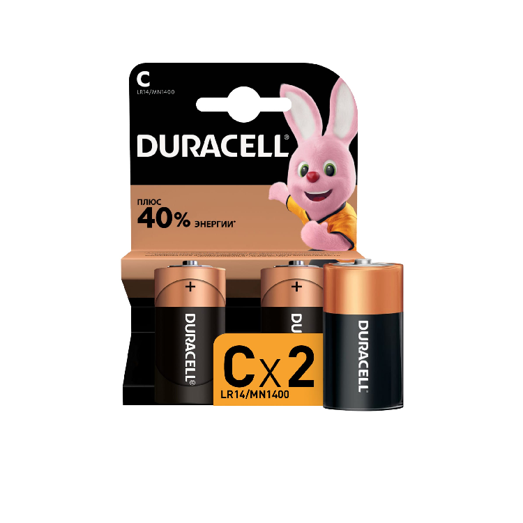 Батарейка щелочная DURACELL LR14  1,5В  ( блистер 2шт )                                                                                                                                                 