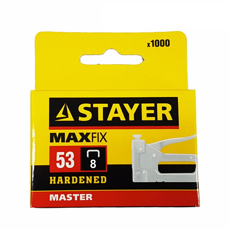 Скобы STAYER "STANDARD" тип 53, красные 8мм, 1000шт (3159-08_z01)                                                                                                                                       