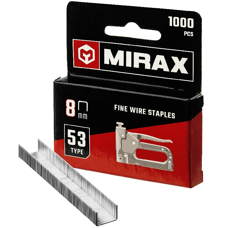 Скобы MIRAX тип 53,  8мм, 1000шт (3153-08)                                                                                                                                                              