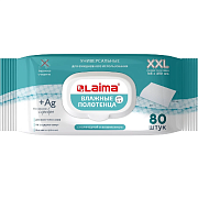 Полотенца влажные 80шт. БОЛЬШИЕ ХХL 16,5х25см, с аллантоином и коллоидным серебром, LAIMA, 115222                                                                                                       