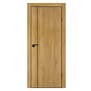 Дверь Р-21 NEW nanotex, дуб золотистый/дуб молочный 800*2000, черн. молд./ABS черн.кром. с 4-х сторо                                                                                                    