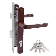 Замок для КАЛИТКИ врезной с ручкой БУЛАТ ЗВ4-1.25.01.8017 коричневый МЦ МАХ 80мм ключ/ключ. (17724)                                                                                                     