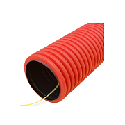 Труба гофрированная двустенная ПНД гибкая d63мм красн. (50м) (продаётся кратно 5 метрам)                                                                                                                