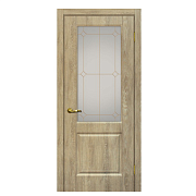 Дверь Версаль-1 шале PVC дуб песочный ДО 2000х800 стекло сатинат, контурный полимер золото                                                                                                              